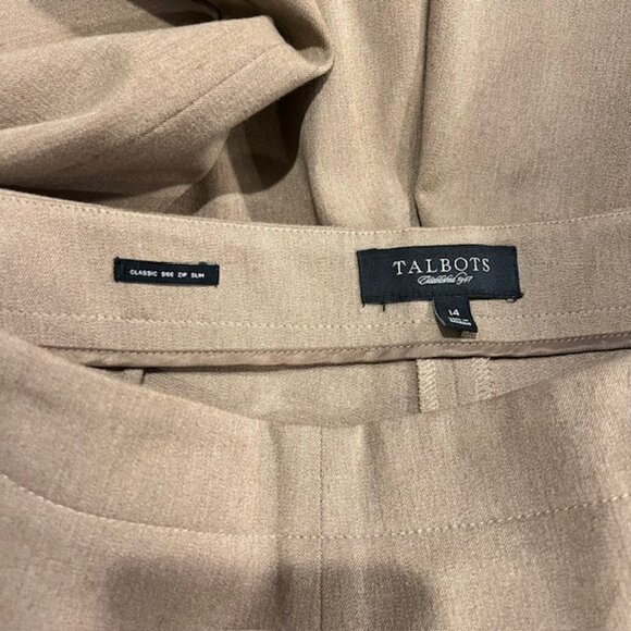 Talbots Khaki Colored Classic Side Zip Slim Dress Pants Size 14 - Picture 8 of 8
